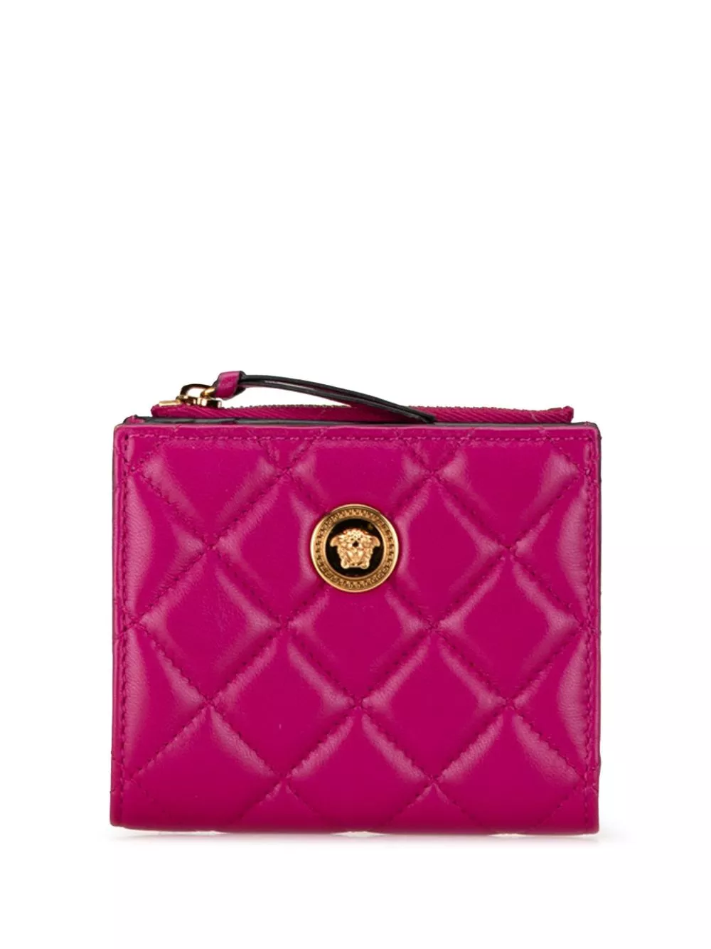 Cheap Versace 2010-2020 La Medusa Quilted Leather Wallet small wallets Women 0120