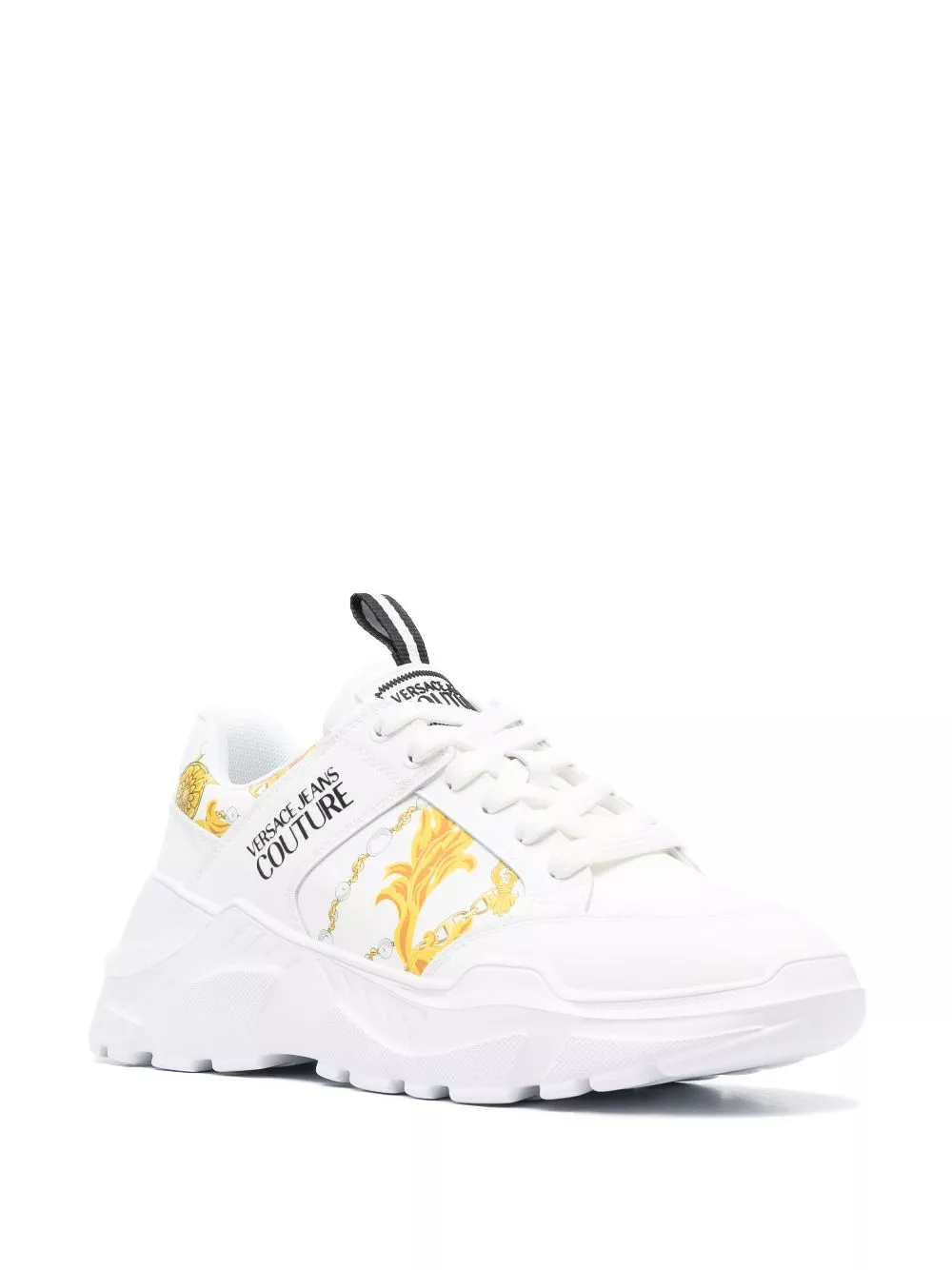 Cheap Versace Jeans Couture chain-link print leather low-top sneakers Men 0113