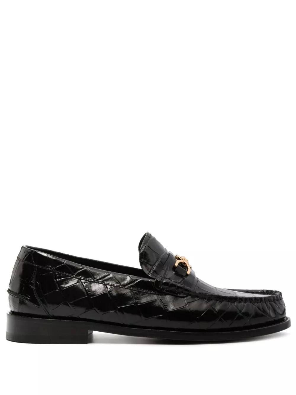 Cheap Versace Medusa crocodile-embossed leather loafers Men 0125