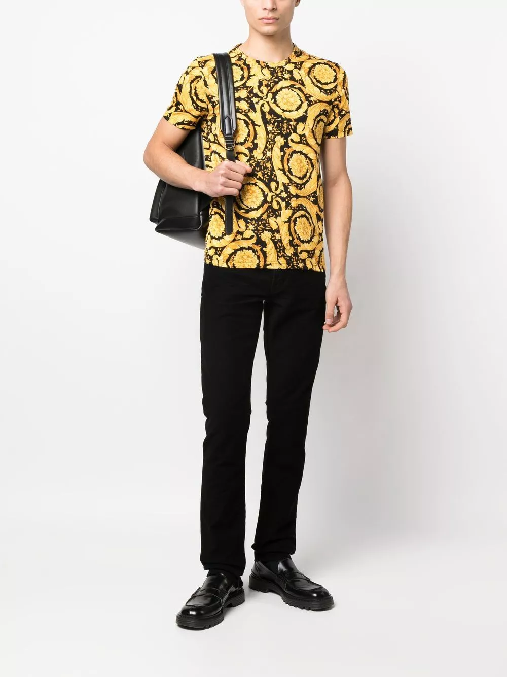 Affordable Versace baroque-print crew neck T-shirt Men 0124