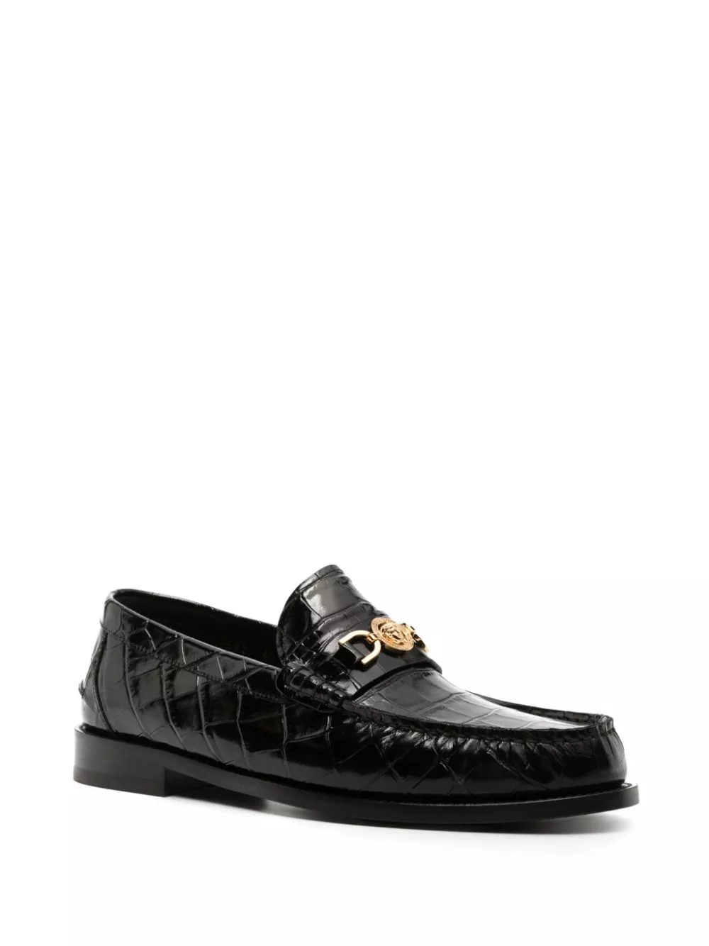 Cheap Versace Medusa crocodile-embossed leather loafers Men 0125