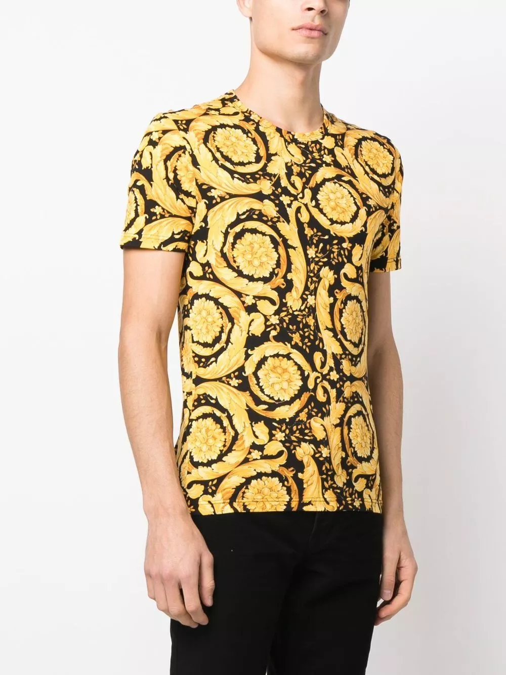 Affordable Versace baroque-print crew neck T-shirt Men 0124