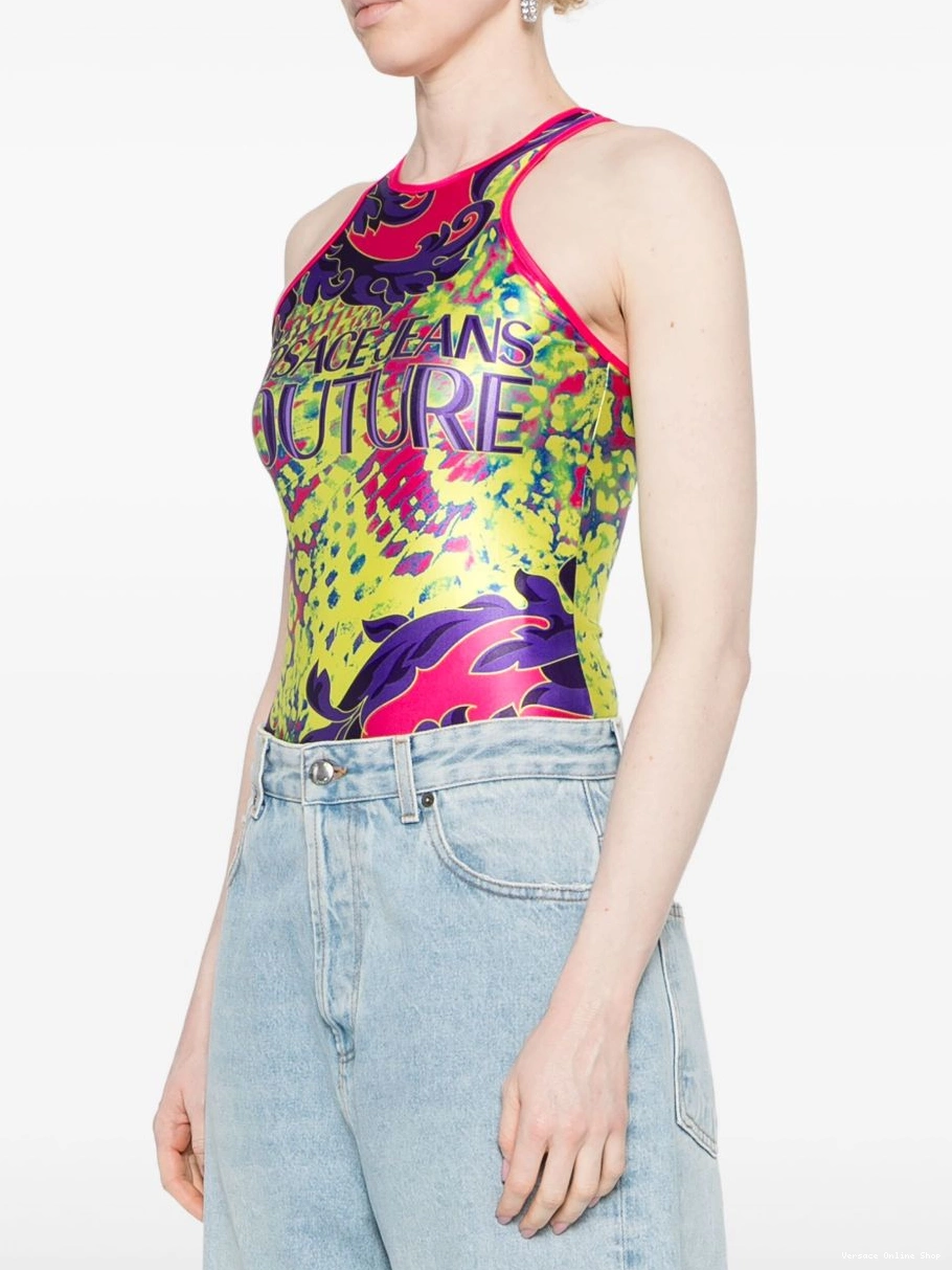 Affordable Women bodysuit Versace Animalier-print Jeans Couture 0215