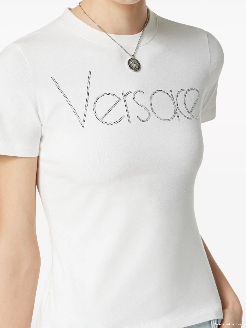 Affordable 1978 Women Crystal T-shirt Versace logo 0208