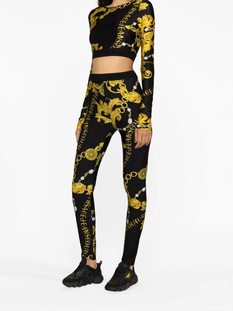 Cheap crop Jeans Logo Couture-print top Women Couture Versace 0223