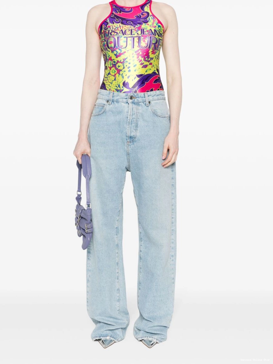 Affordable Women bodysuit Versace Animalier-print Jeans Couture 0215