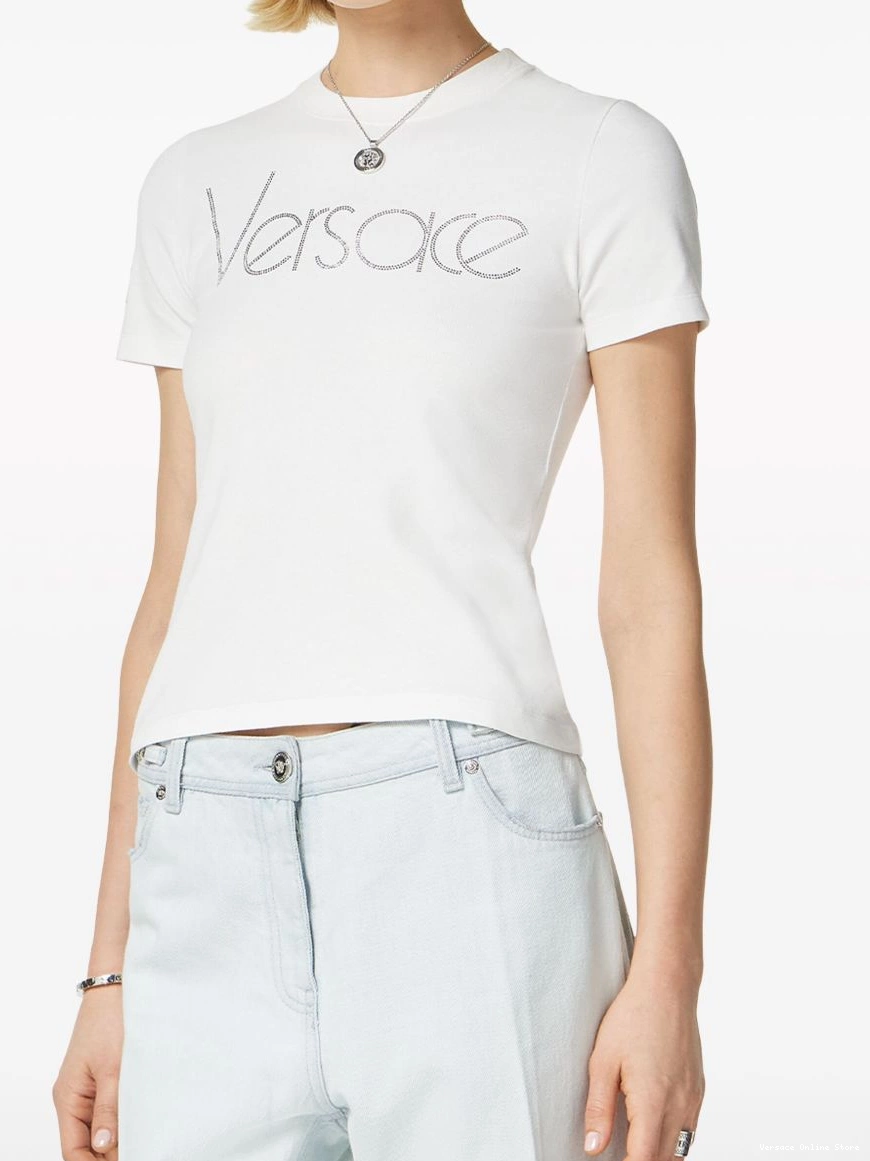 Affordable 1978 Women Crystal T-shirt Versace logo 0208