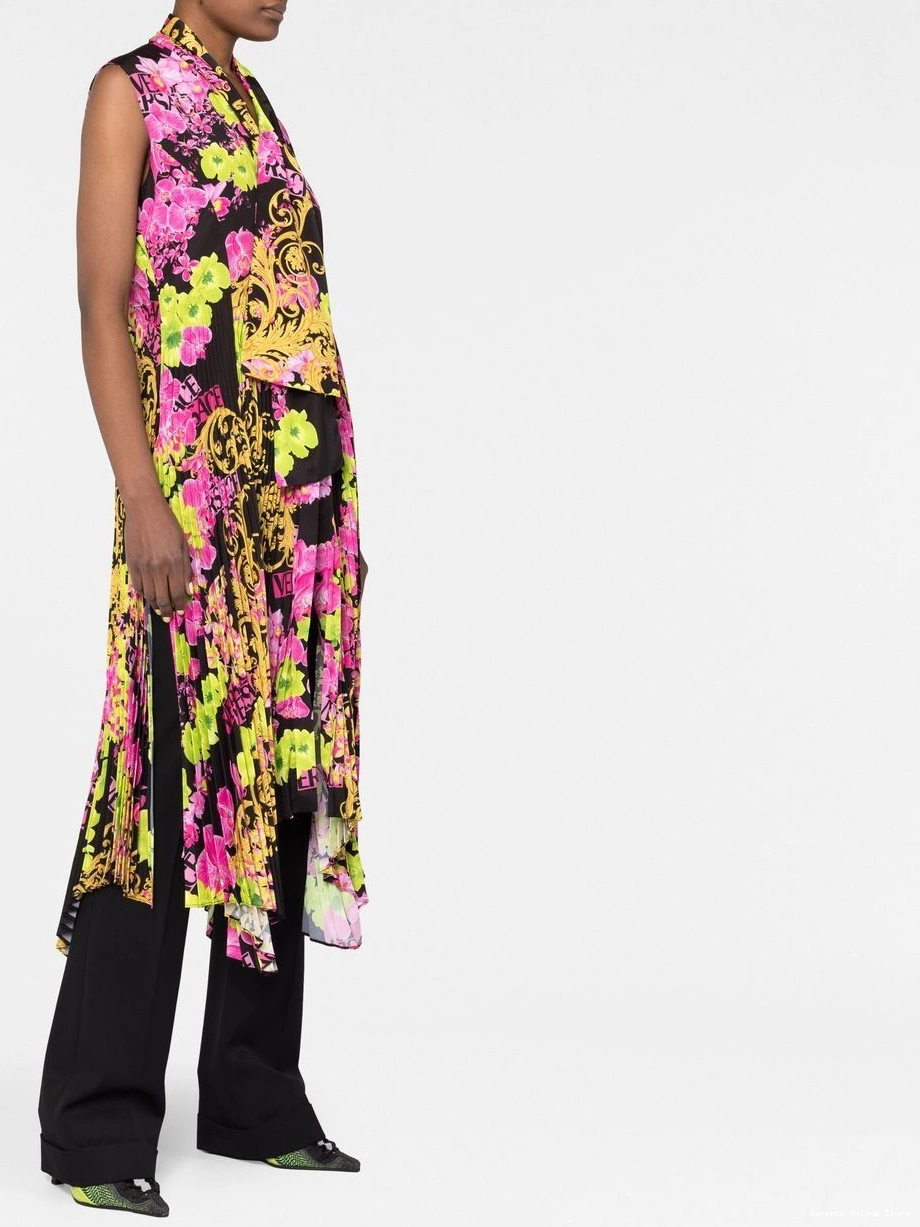 Cheap Logo Women Orchid-print Versace midi dress 0214