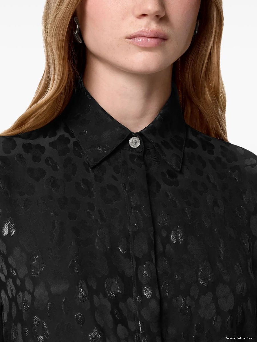 Affordable satin shirt Women leopard-jacquard Versace 0217