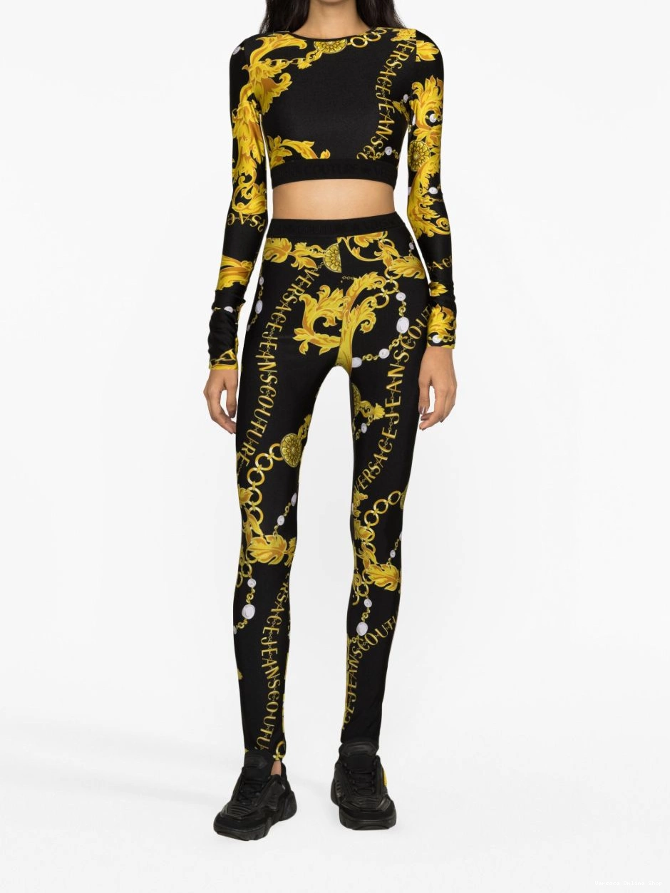 Cheap crop Women Logo Versace Couture Jeans Couture-print top 0217