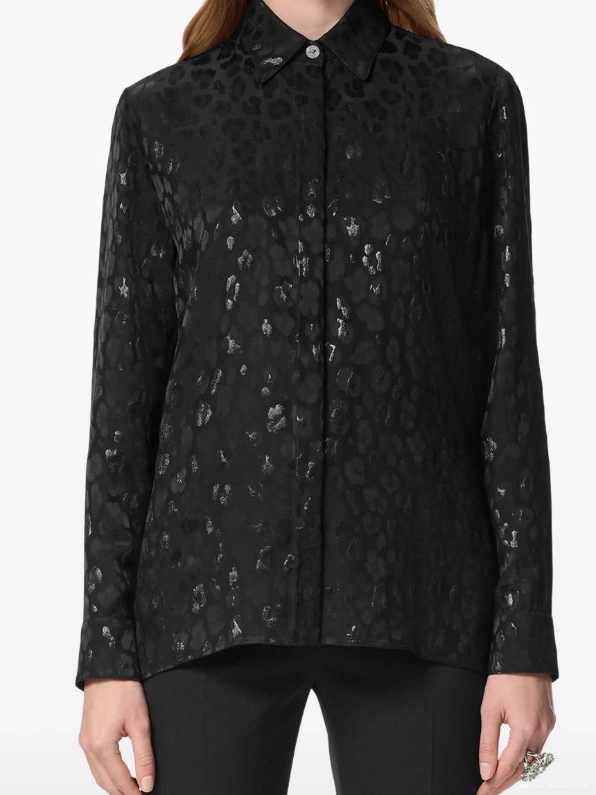 Affordable satin shirt Women leopard-jacquard Versace 0217