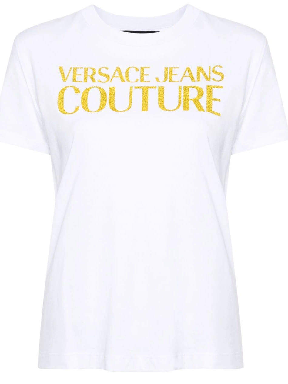 Cheap glittered Women logo-print Jeans Couture Versace T-shirt 0220