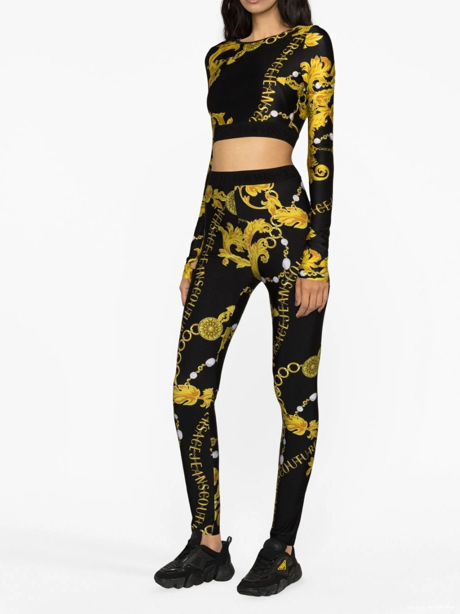 Cheap crop Women Logo Versace Couture Jeans Couture-print top 0217