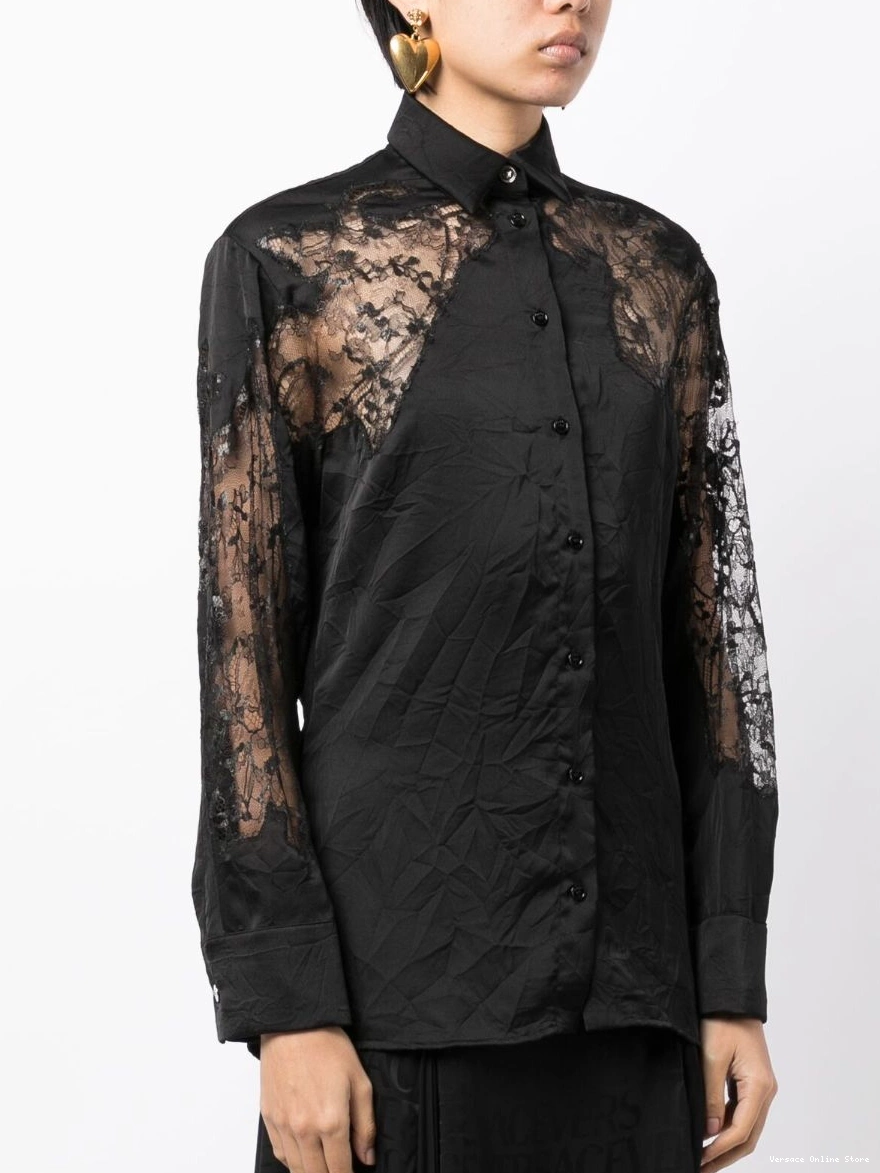 Affordable sheer-lace shirt crinkled satin Versace Women 0218