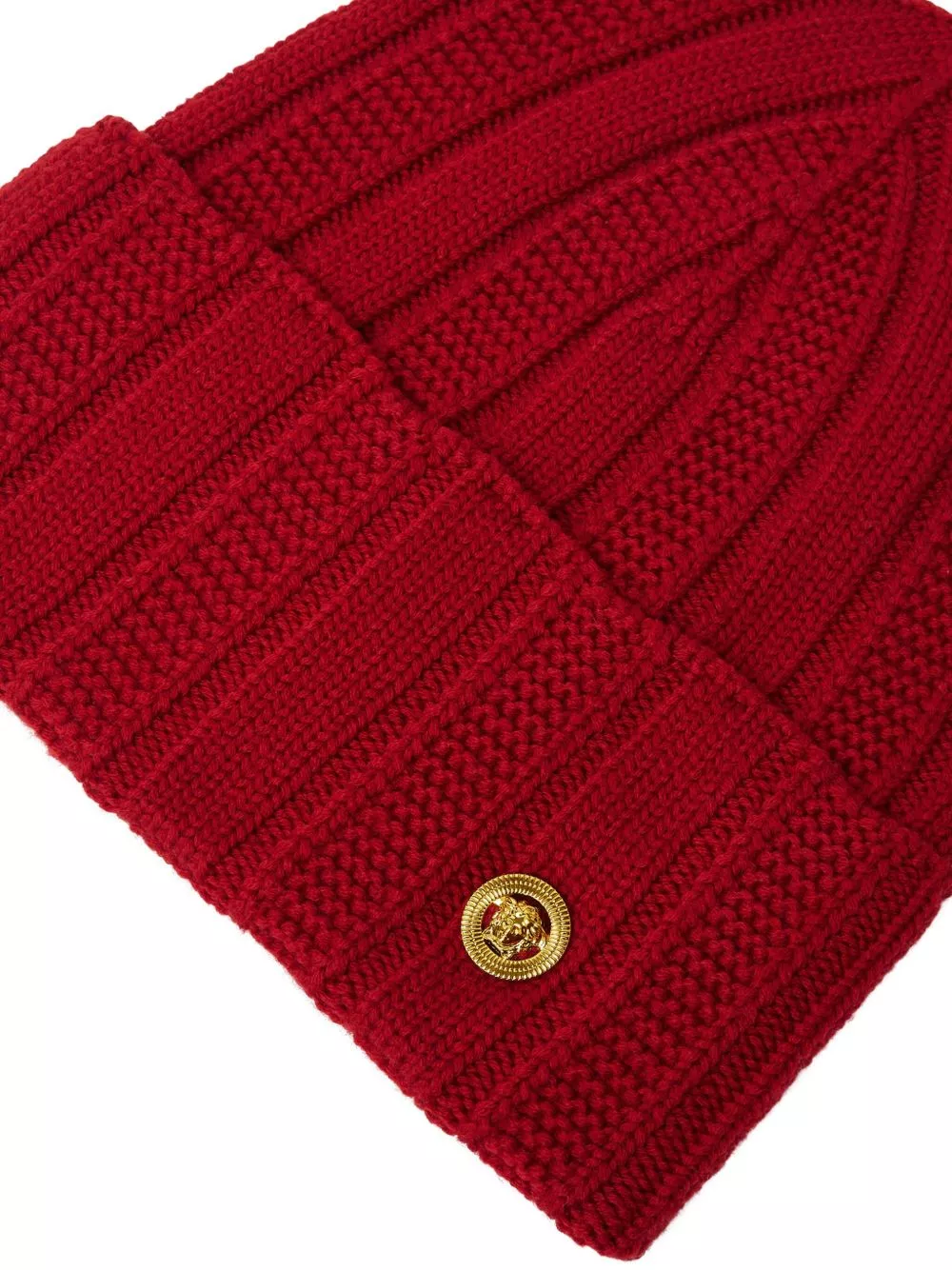 Cheap Versace Medusa ribbed-knit beanie Men 0203