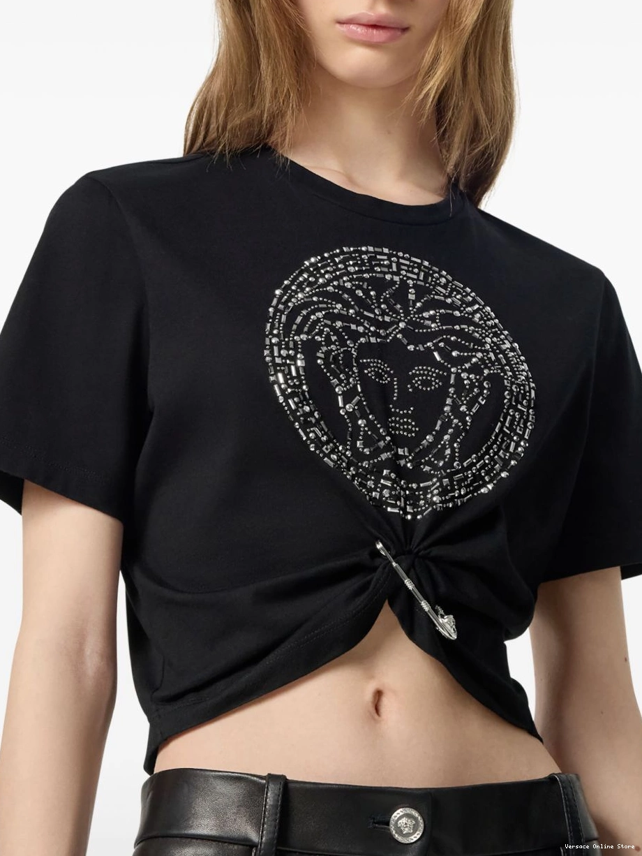 Affordable Safety Medusa Versace Pin Women T-Shirt cropped 0214