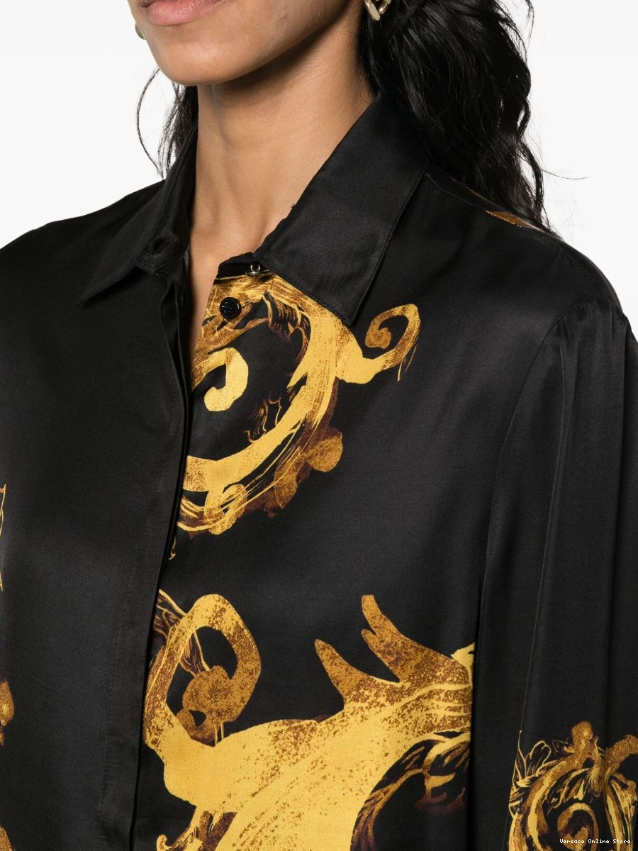 Affordable Versace Chain Women Couture-print Jeans Couture satin shirt 0219