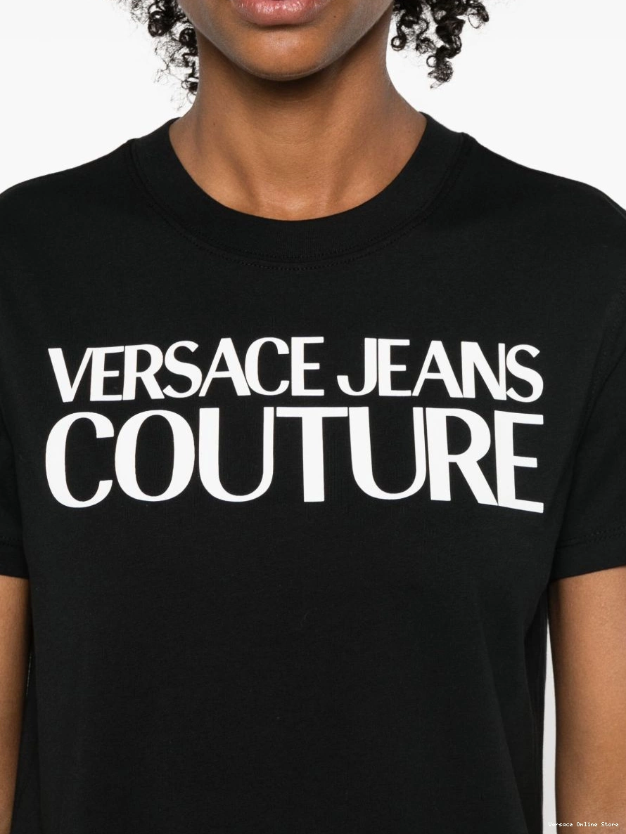 Affordable rubberised-logo cotton Couture Versace T-shirt Women Jeans 0212