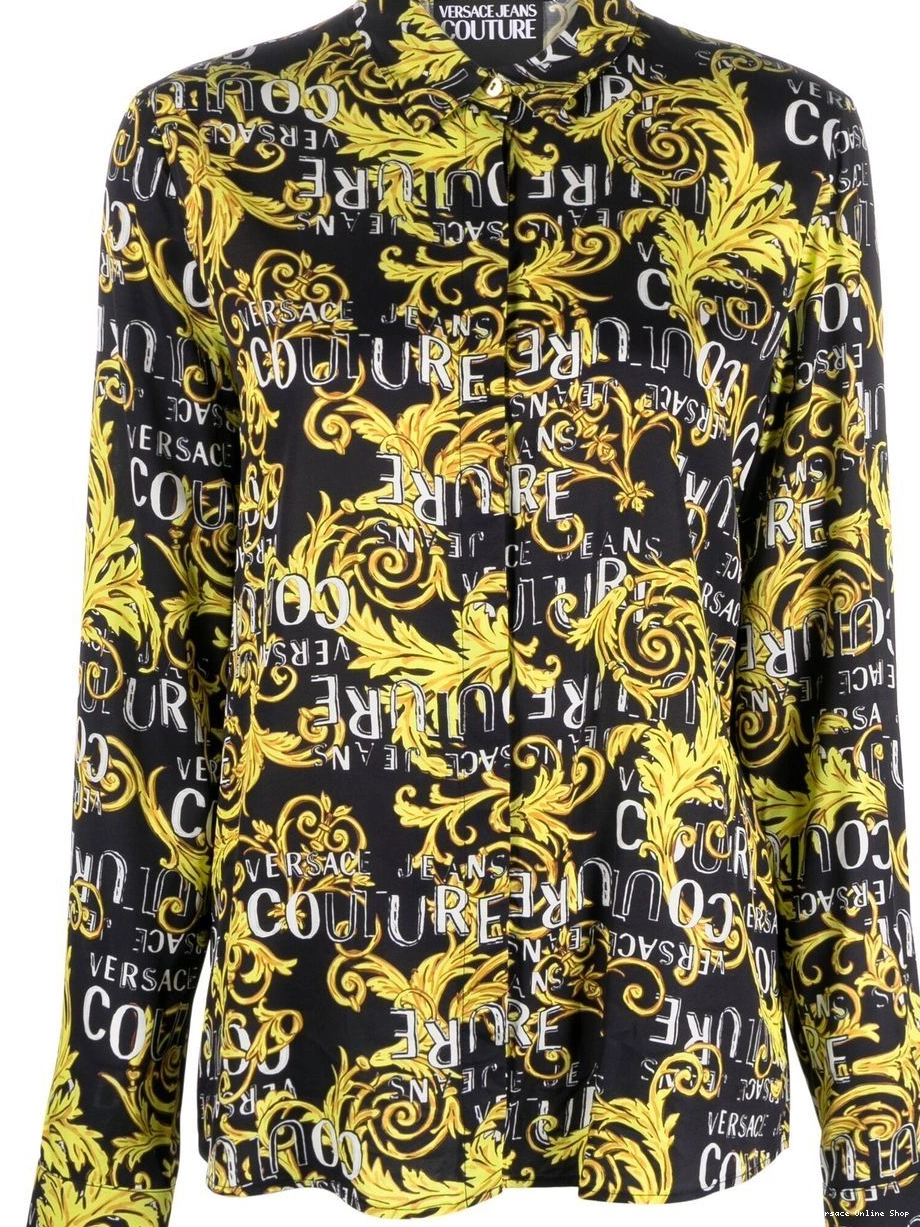 Cheap buttoned Jeans Women print shirt logo Versace Couture 0210