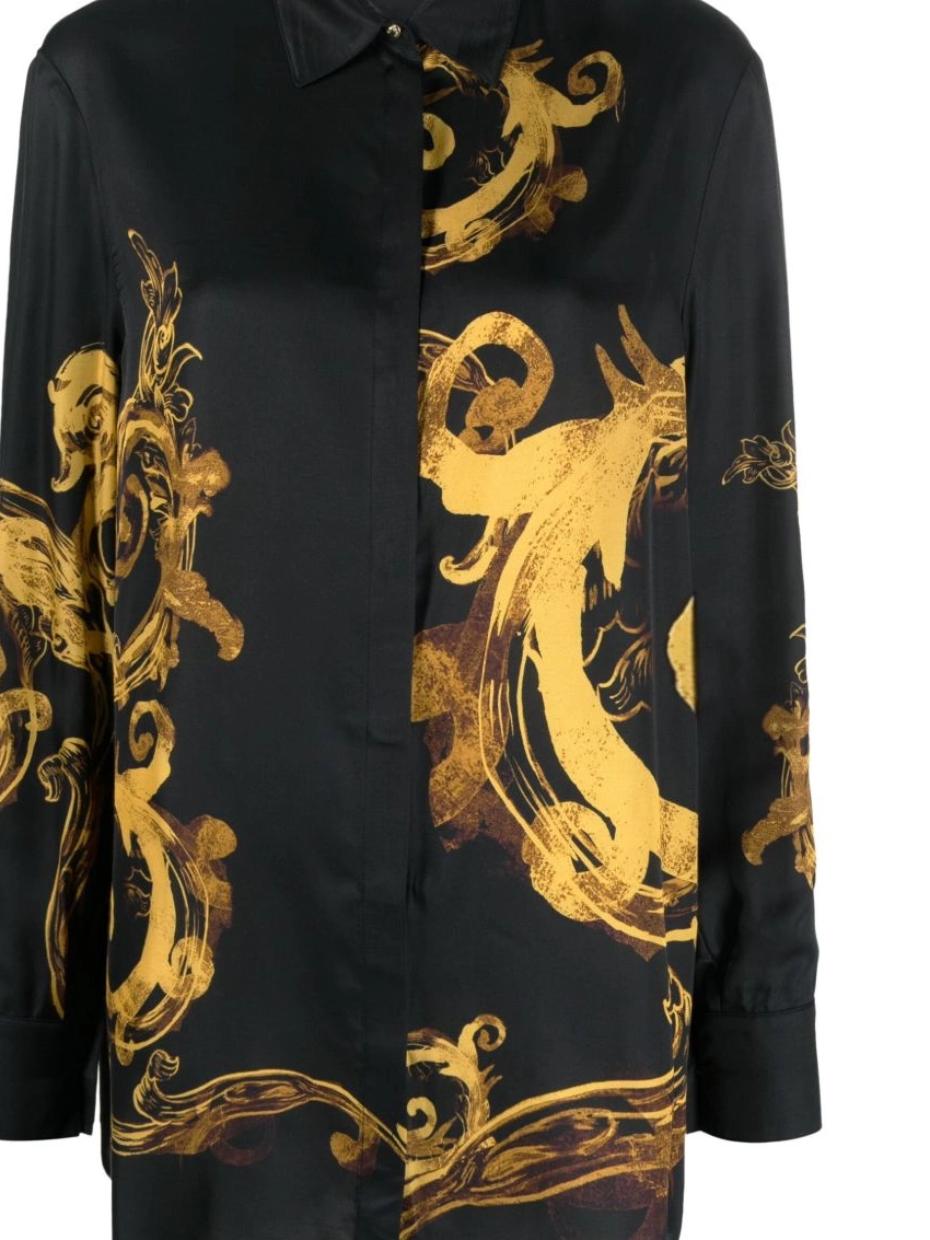 Affordable Versace Chain Women Couture-print Jeans Couture satin shirt 0219