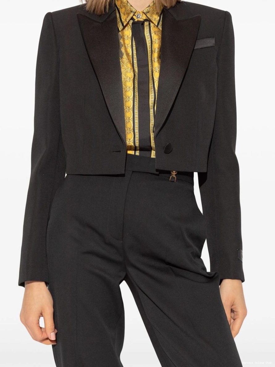 Cheap logo-patch blazer Women cropped Versace 0213