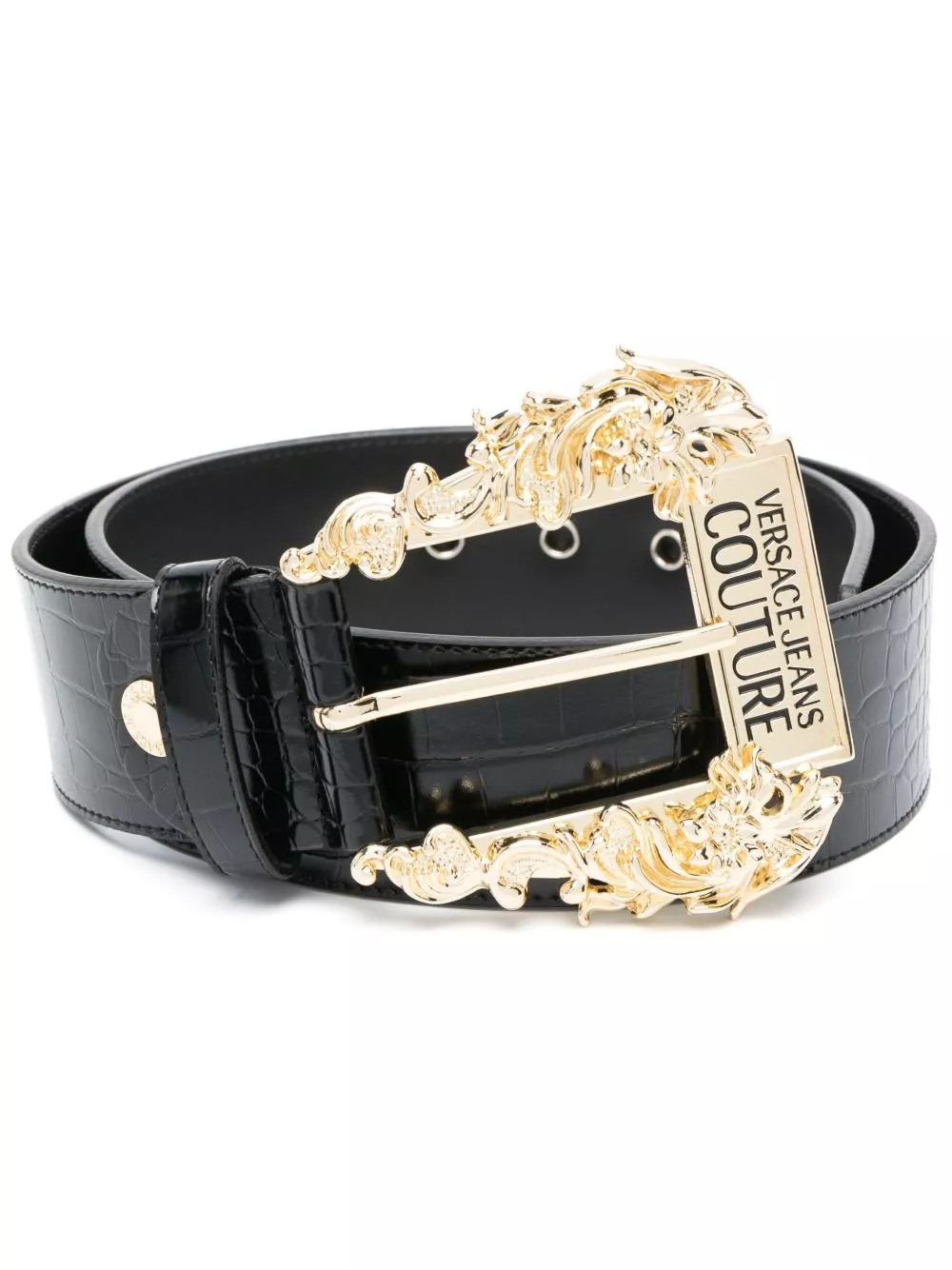 Cheap Versace Jeans Couture engraved-logo leather belt Women 0202