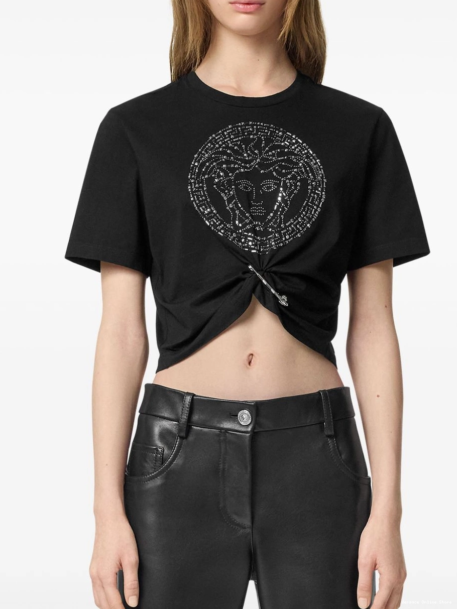 Affordable Safety Medusa Versace Pin Women T-Shirt cropped 0214