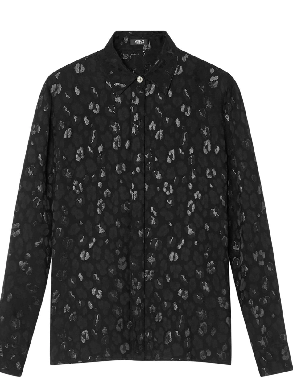 Affordable satin shirt Women leopard-jacquard Versace 0217