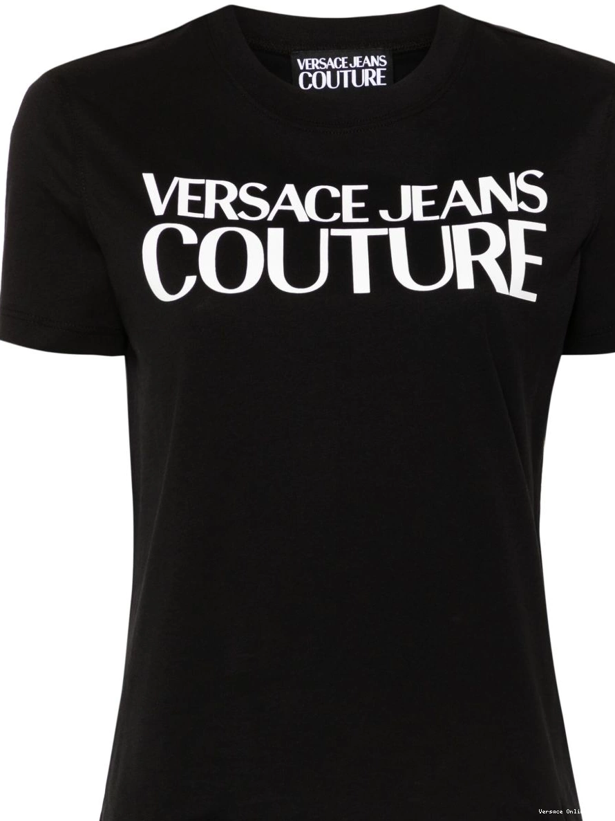 Affordable rubberised-logo cotton Couture Versace T-shirt Women Jeans 0212