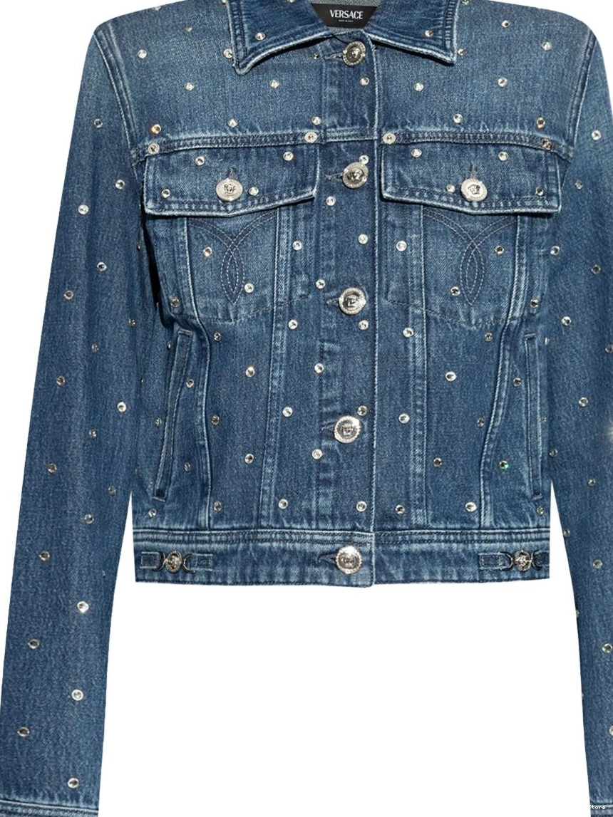 Affordable shimmering-appliques denim jacket Women Versace 0219