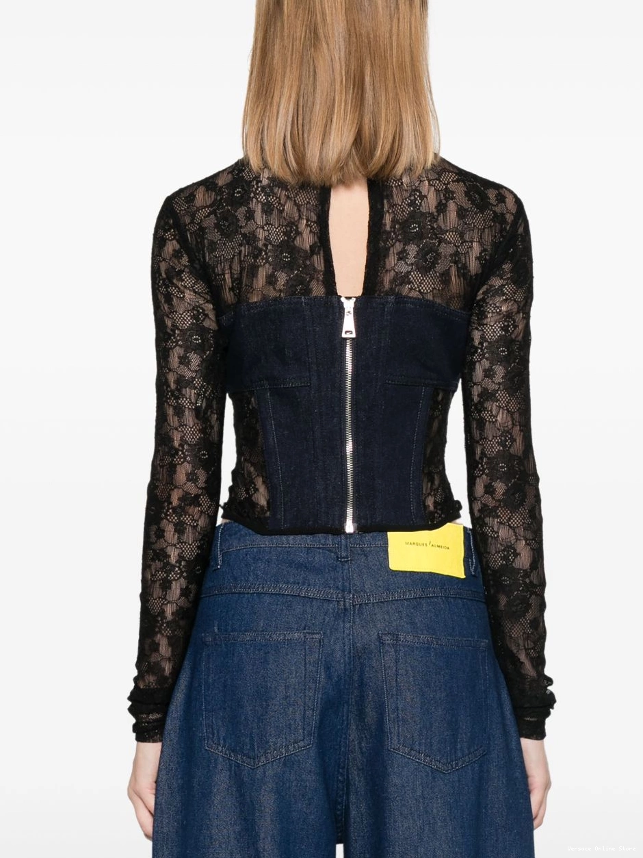 Affordable Women lace-detail corset Jeans Versace Couture top 0223