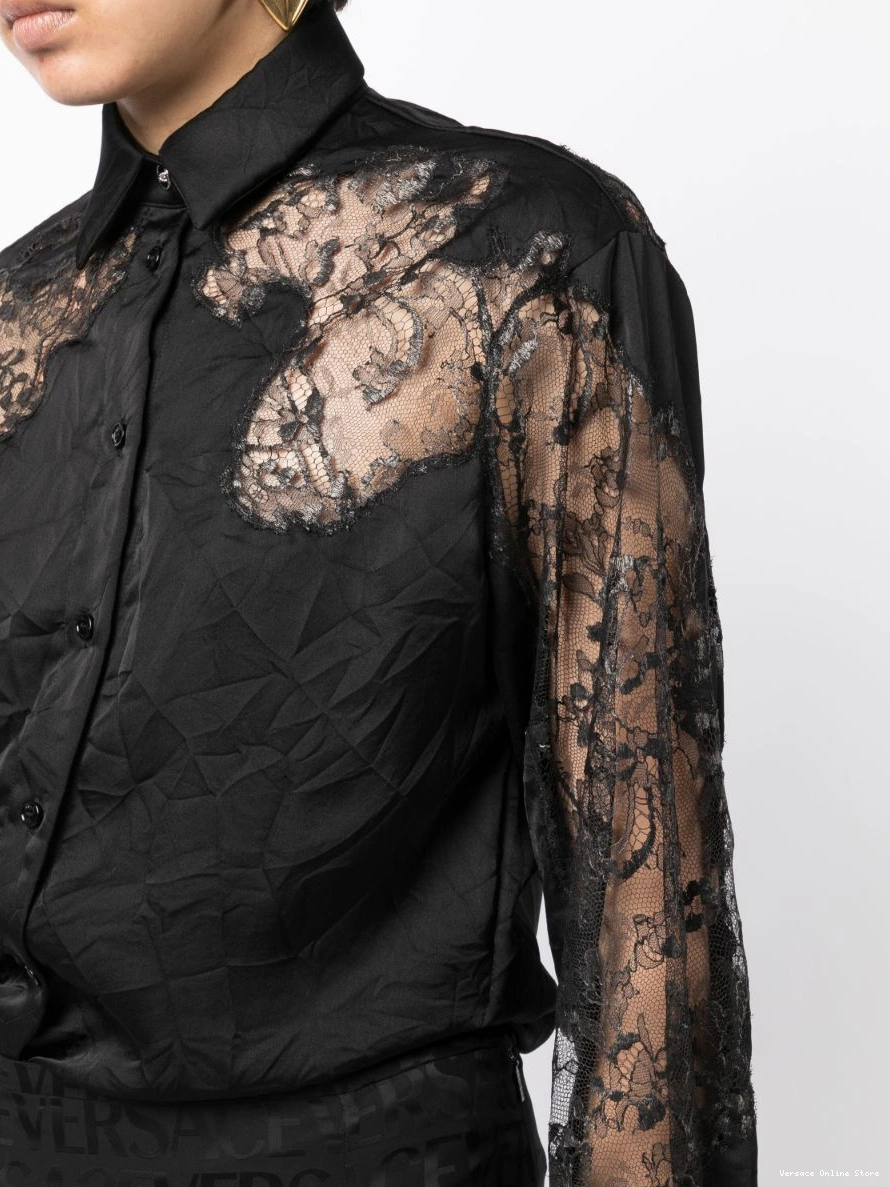 Affordable sheer-lace shirt crinkled satin Versace Women 0218