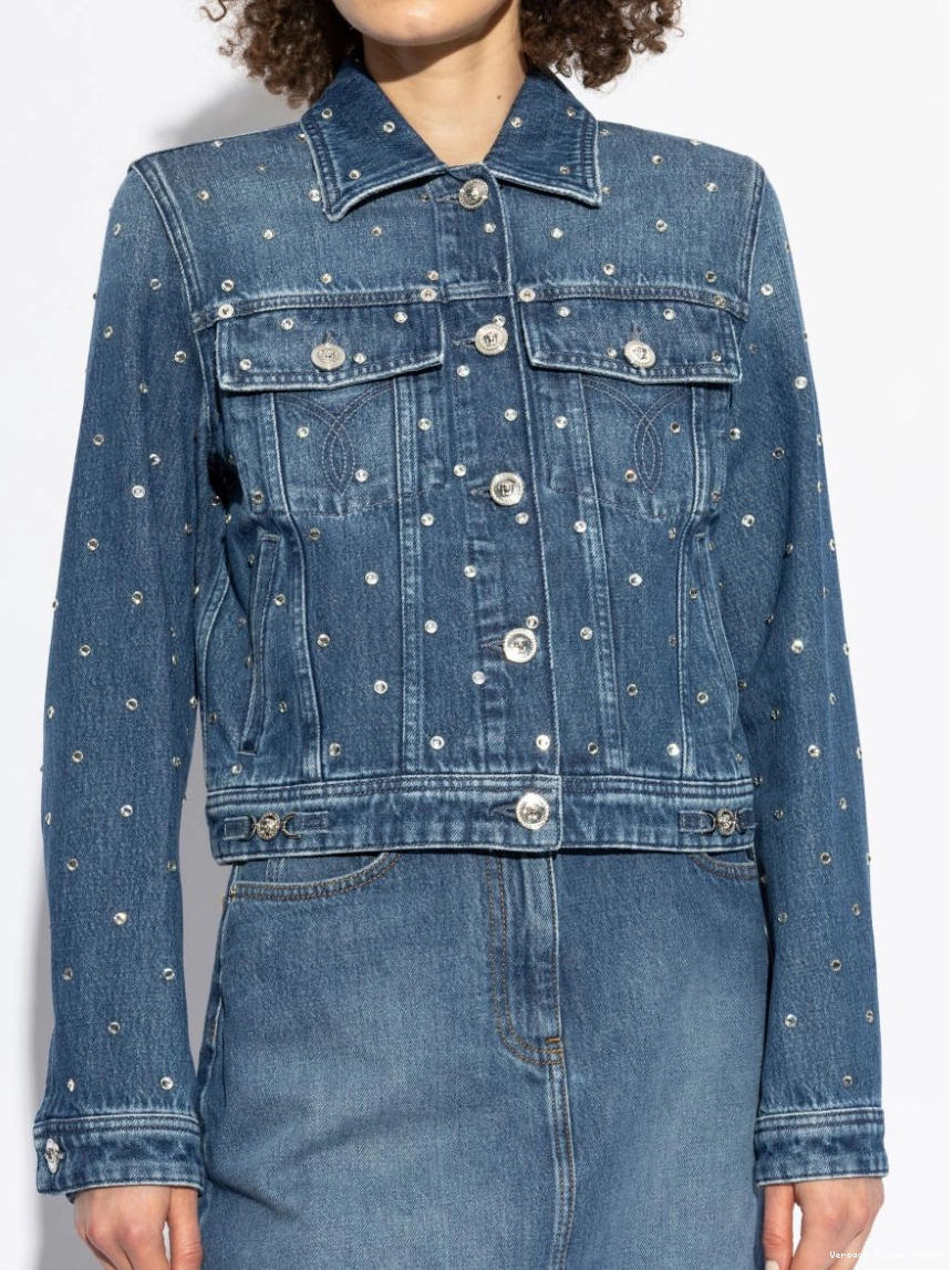 Affordable shimmering-appliques denim jacket Women Versace 0219