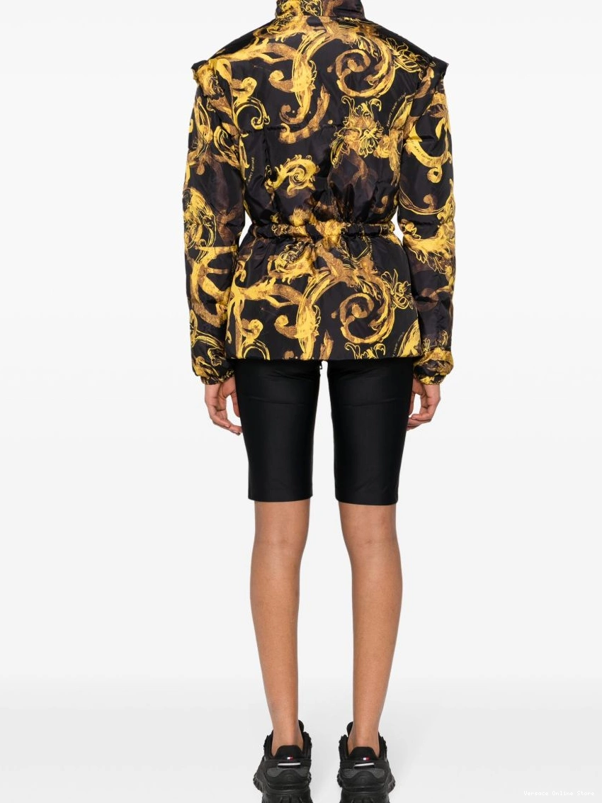 Cheap Women Couture down Versace Barocco-print Jeans jacket 0217