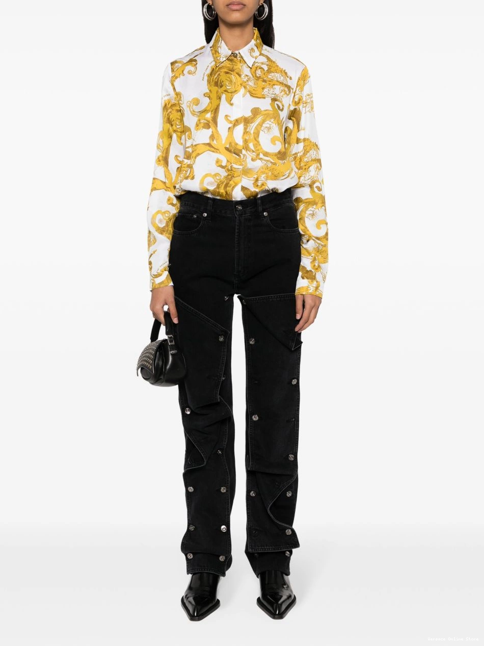 Cheap Versace Women Jeans Watercolour Couture shirt Couture-print 0218