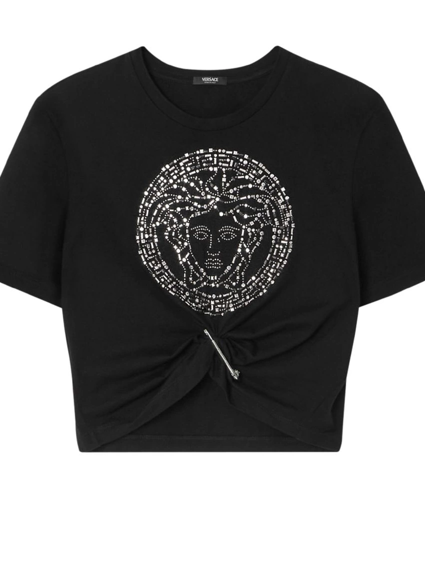 Affordable Safety Medusa Versace Pin Women T-Shirt cropped 0214