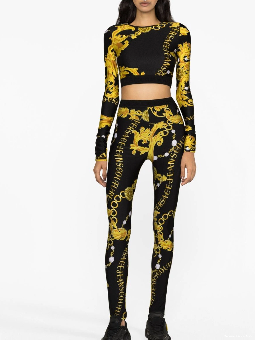 Cheap crop Jeans Logo Couture-print top Women Couture Versace 0223