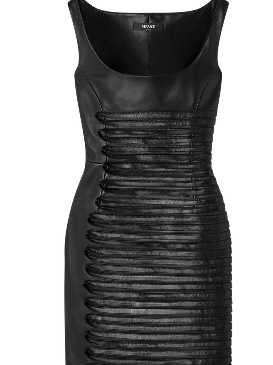 Affordable leather mini Versace dress Women scoop-neck 0218