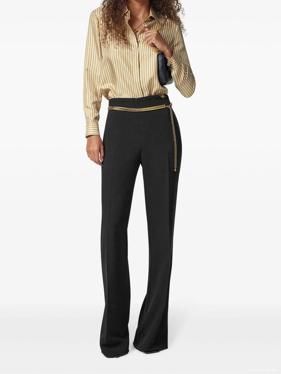 Cheap Women trousers Versace detailing logo-buckle 0303